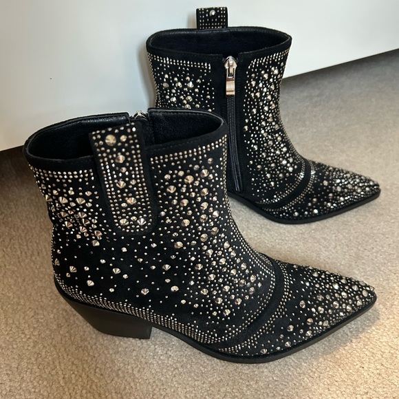 Black rhinestone ankle boots - Picture 3 of 8